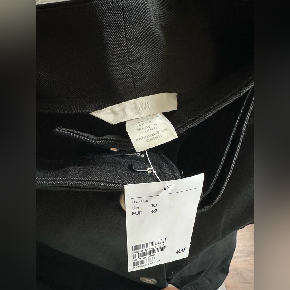 H&M Black Belted Button Down Pencil Skirt Women’s 10 - Picture 5 of 6